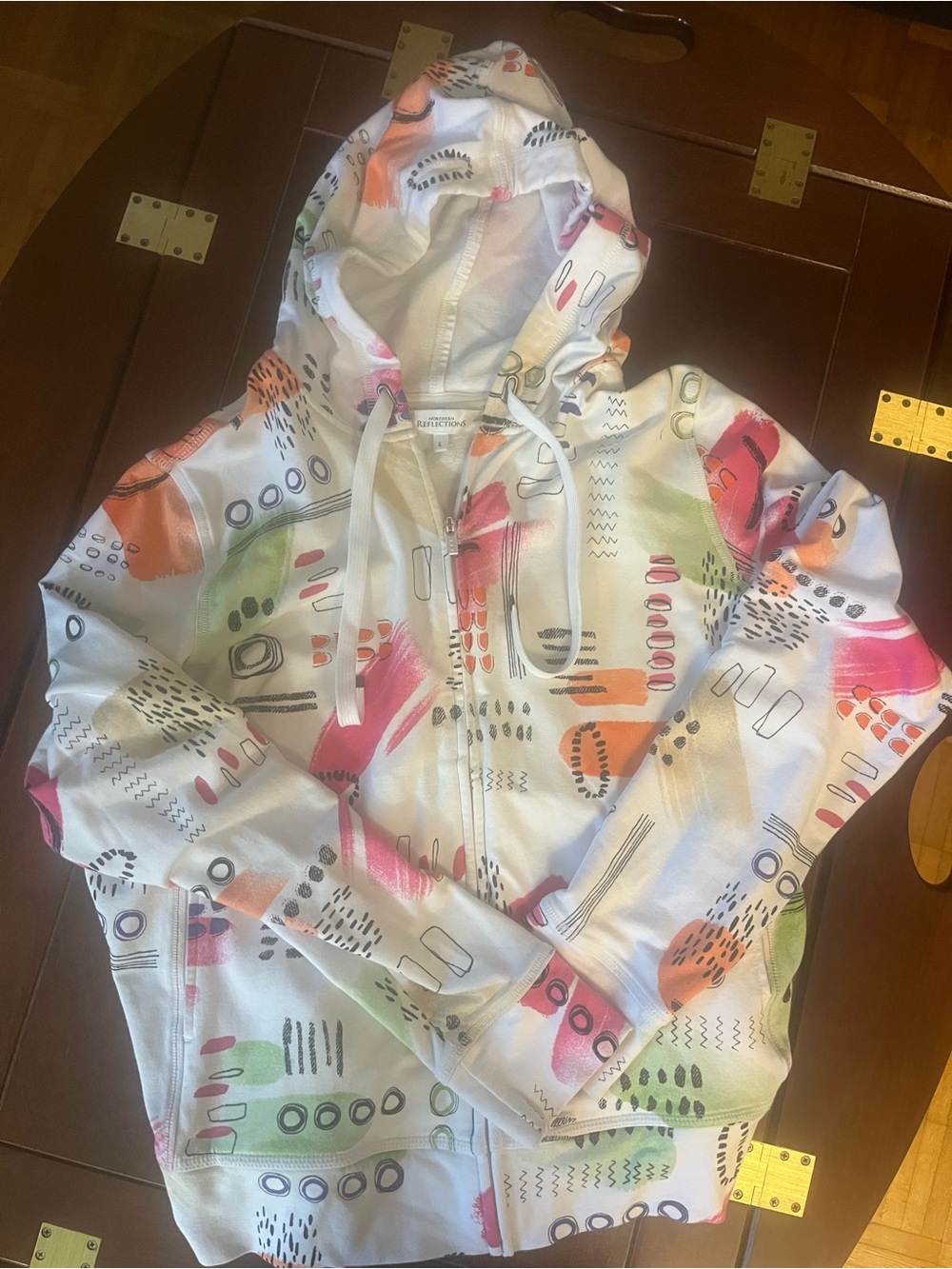 Ladies  Zip-Up Sweatshirt with Multicolor Abstract Print